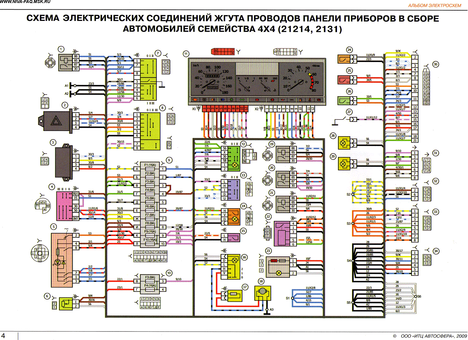 Схема электрооборудования автомобиля ВАЗ-21213 (Нива)