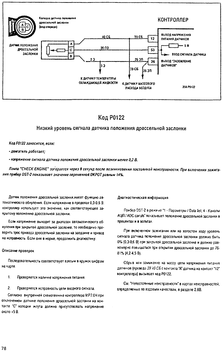 Р0122 ошибка газель